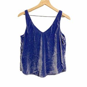 LOFT Double V Neck Blue Velvet Sleeveless Top